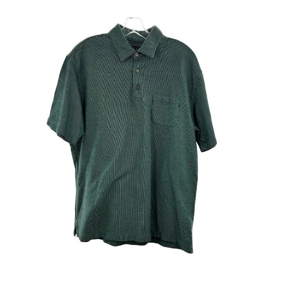 Jos. A. Bank Men's Short Sleeve Polo Shirt Green Striped Size Large - Picture 1 of 8